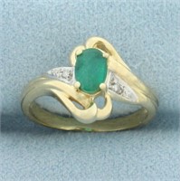 Emerald and Diamond Ring in 14k Yellow Gold