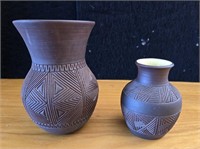 Lot of 2 Native Made Pottery Vases