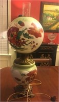 26.5 inch tall hand painted globe lamp antique wid