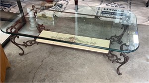 Metal Coffee Table w/ Glass Top