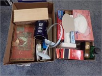 (2) Boxes w/ Office Supplies, Sewing Items,