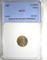 1902 5 Cents NNC MS63 Canada