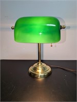 Art Deco Bankers Lamp Green Glass Shade