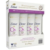 4-Pk Dove 0% Aluminum Deodorant in Coconut & Pink