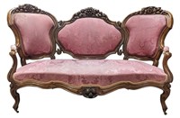 Victorian Era Triple Back  Parlor Settee, C. 1850