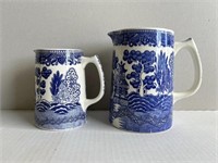 (2) Blue WIllow Pitchers