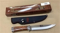 Large wood handle knife with sheath