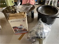 Meat grinder, pots