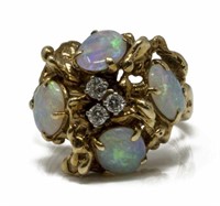 ESTATE 14KT YG, OPAL AND DIAMOND COCKTAIL RING