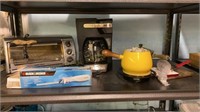 Fondu pot, B&D toaster oven, Delonghi 12 cup