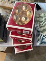 lot of 4 boxes of holiday living gold ornaments