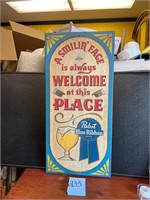 Pabst Blue Ribbon sign wooden