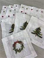 SET OF 9 EMBROIDERED COASTERS COTTON RAMIE