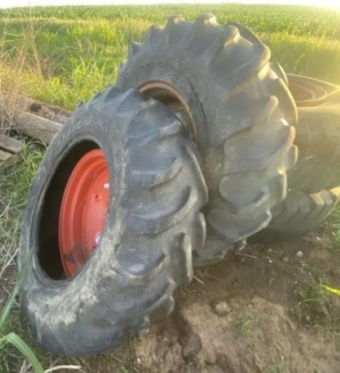 Set of (2) 12.4X24 Co-op Agri Power Tires & Wheels