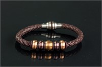 Stainless Steel Men's Leather Bracelet Retail $150