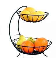 2 Tier Black Metal Fruit Basket