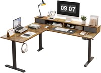 L Shaped Electric Standing Desk with 2 Drawers