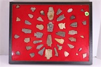 NATIVE AMERICAN ARTIFACTS W/ DISPLAY CASE 12X16.5