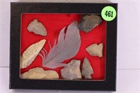 NATIVE AMERICAN ARTIFACTS W/ DISPLAY CASE 4.5X5.5