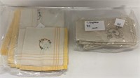 (2) napkins, (1) small tablecloth, (7) linen