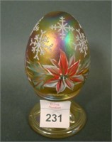 Fenton Contemp Amber Xmas Decorated Egg