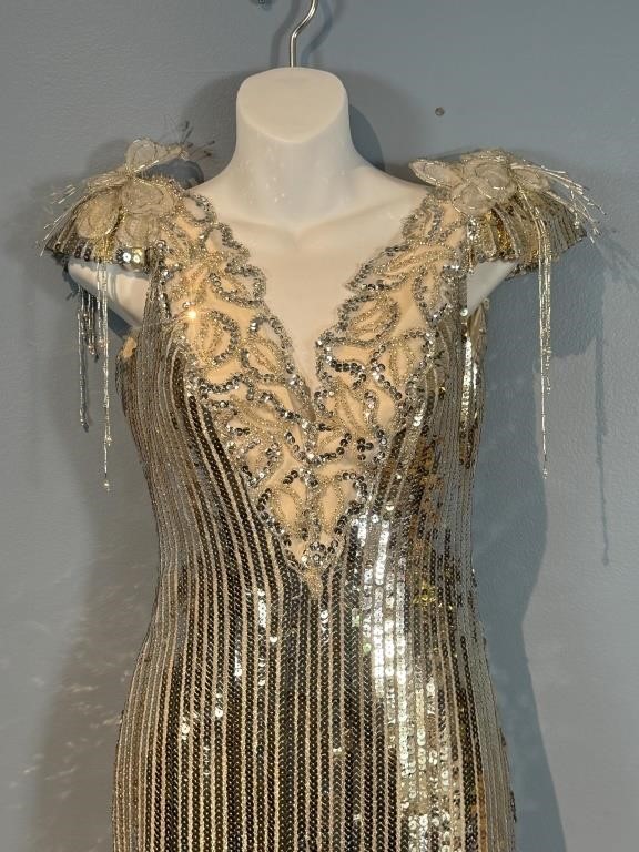 Dynasty Dreams! Alyce Designs Gold Evening Dress