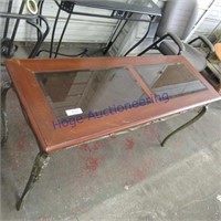 Glass/ wood top sofa table, 52 x 18 x 27