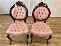 Victorian Style Dining Side Chairs Rose Silk
