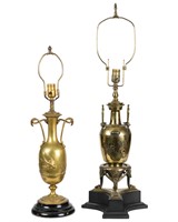 Two Bronze Urn Shaped Lamps