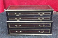 2pc Stackable 4 drawer Chest w/ leather top &