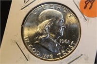 1961-D Uncirculated Franklin Silver Half Dollar