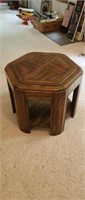 Vintage hexagon wood end table