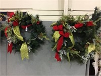 Lot of 2 Matching Decorative Christmas Wreaths