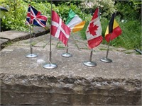 Five Miniature World Flags With Stands 12"