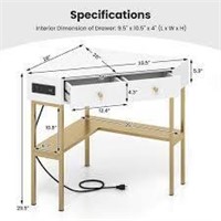 $110  Costway Corner Computer Desk  Large  Gold