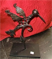 12" tall wrought iron humming bird sculpture