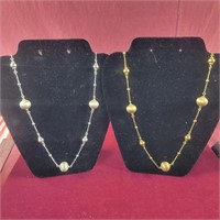 Two .925 Silver Necklaces with Balls 30" (one is g