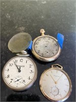 3 POCKET WATCHES 2 WITHOUT WITHOUT FACES