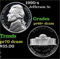 Proof 1990-s Jefferson Nickel 5c Grades GEM++ Proo