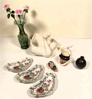 pottery swan, Royal Doulton mug, flowers & more