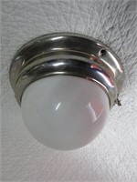 A Milk Glass and Chrome Ceiling Globe