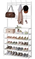 White shoe and hat rack with 5 tiers