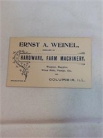 Ernst A Weinel  hardware farm machinery Columbia