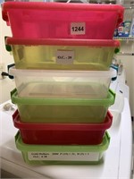 6 STORAGE CONTAINERS W/ HANDLES 2.7 QT.