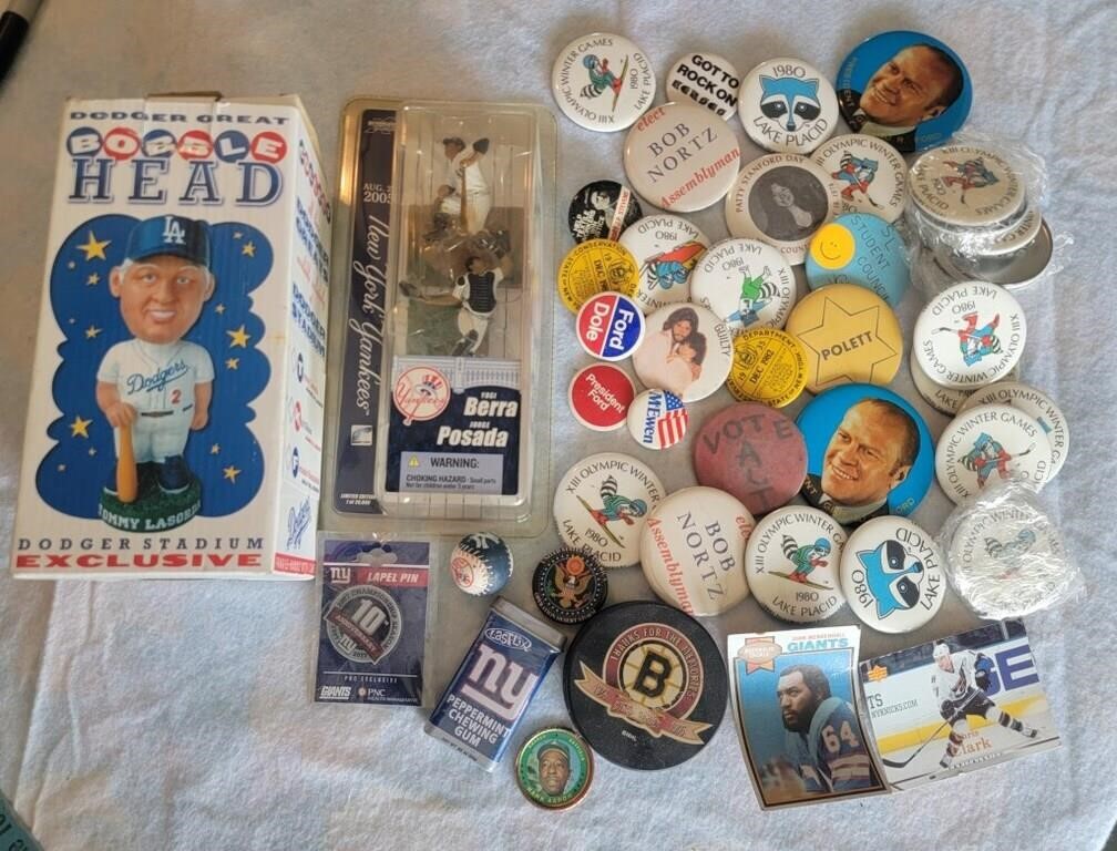 Vintage Pins and Sports Memorabilia