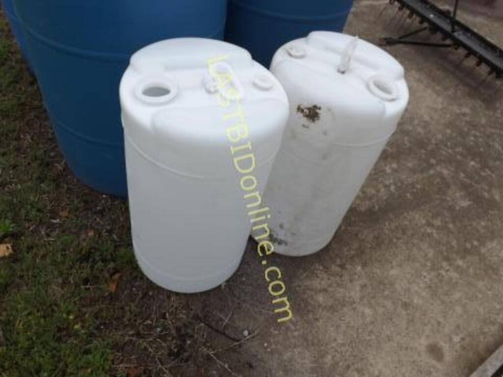 2 White Poly 15 gallon Drums / Barrels