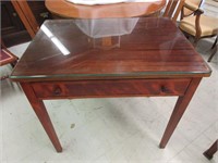 Mahogany Single Drawer Desk with Glass Top