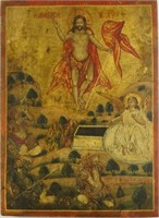 CIRCA 1700 "CHRIST RESURRECTION" GREEK ICON