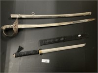 Officers Sword & Samurai Sword w/ Sheaths.