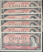 6 - 1954 CDN TWO DOLLAR BANK NOTES